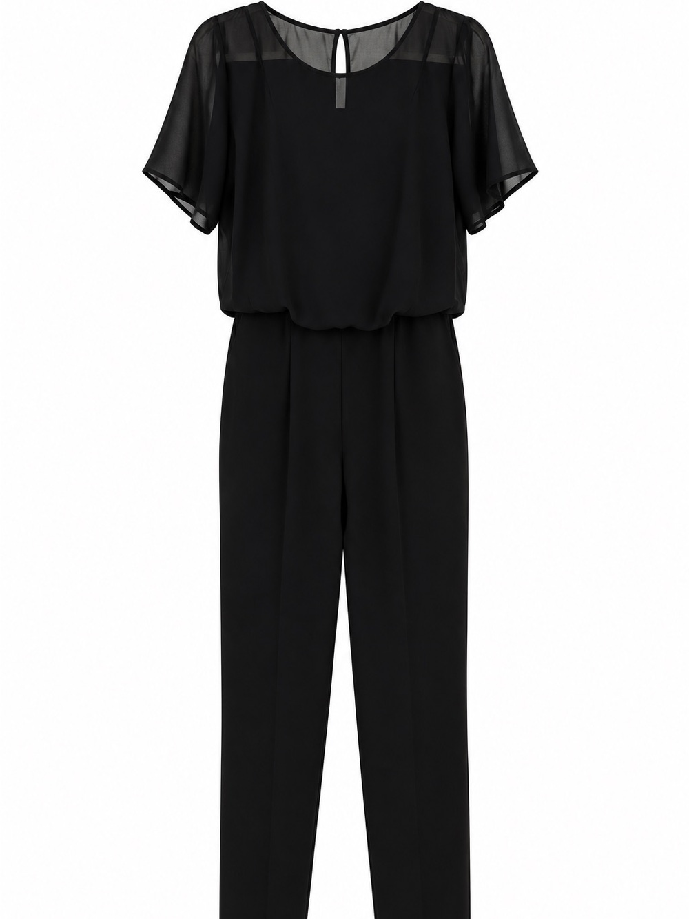 Calvin Klein Black Chiffon Popover Jumpsuit Size 8 Wide Leg Like New